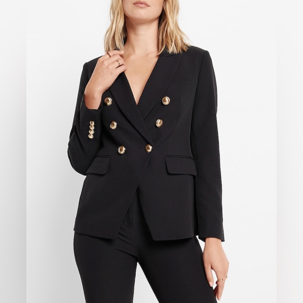 Express Black Blazer with Gold Buttons Size 0